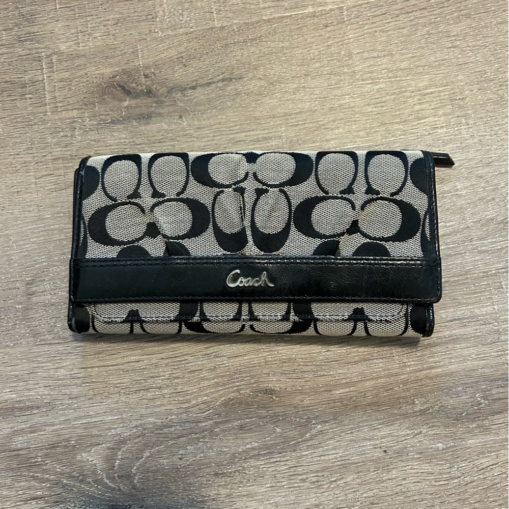 Coach Black and Gray Signature Wallet